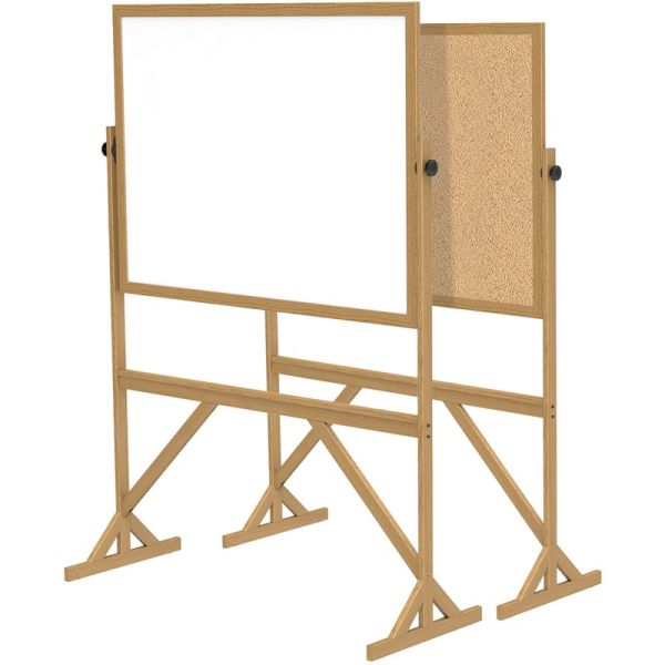 Ghent Reversible Cork Bulletin Board/Whiteboard with Wood Frame 48" x 36"