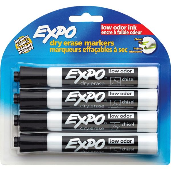 Expo Dry Erase Chisel Tip Markers - Chisel Marker Point Style - Black - 4 / Pack