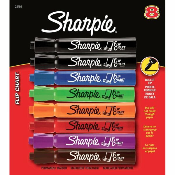 Sharpie Flip Chart Bullet Tip Marker, Assorted - 8 pack