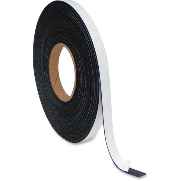 MasterVision 1"x50' Adhesive Magnetic Tape - 16.67 yd Length x 1" Width - 1 Each - Black