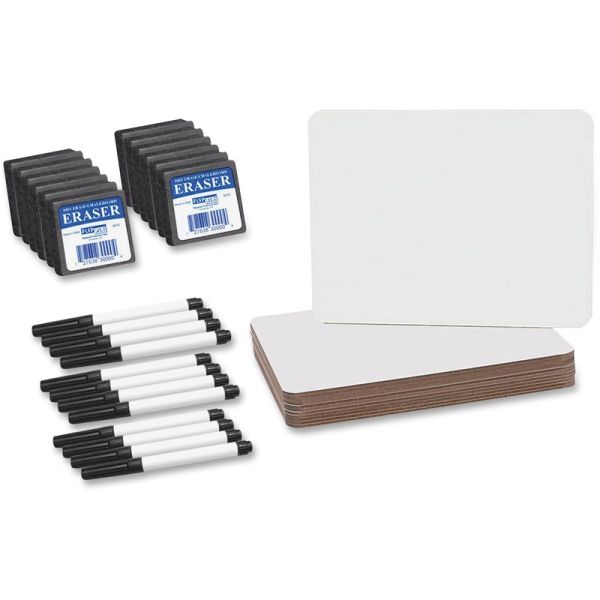 Flipside Dry Erase Board Set Class Pack - 9.5" (0.8 ft) Width x 12" (1 ft) Height - White Surface - Rectangle - 12 / Pack