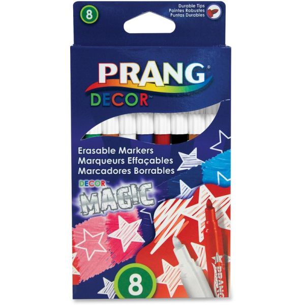 Prang Decor Magic Erasable Markers - Assorted Water Based Ink - 8 / Set