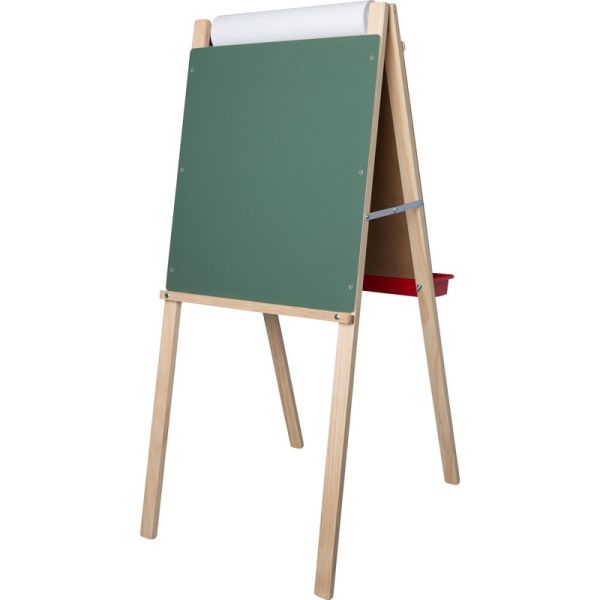 Flipside Child's Deluxe Double Easel - White/Green Surface - Solid Wood Frame - Rectangle - Floor Standing - Assembly Required - 1 Each