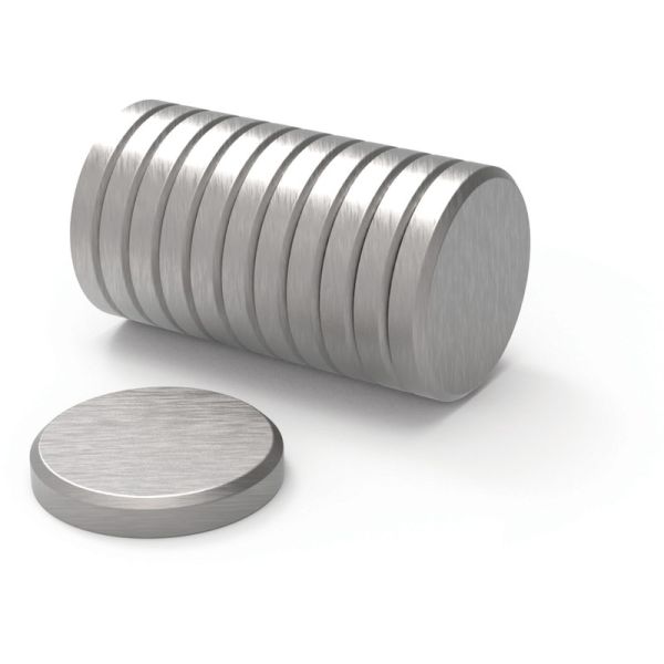 U Brands High Energy Brushed Metal Magnets for Glass Dry Erase Boards - 1.25" Diameter