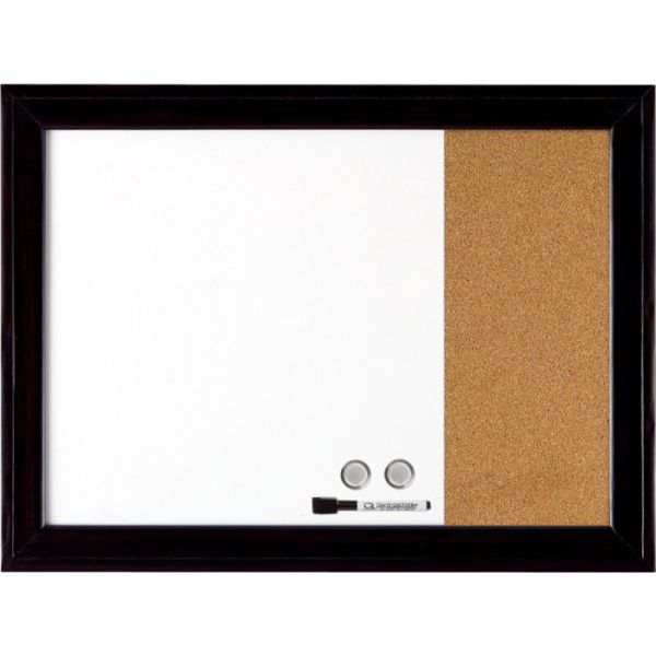 Quartet Home Décor Magnetic Combination Board 17" x 23" Dry-Erase & Cork Ebony Frame