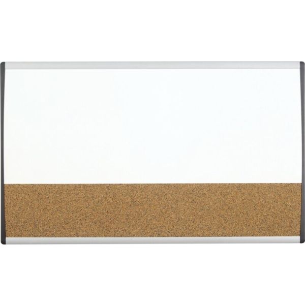 Quartet Arc Cubicle Combination Board 30" x 18" Magnetic Whiteboard/Cork Surface Aluminum Frame
