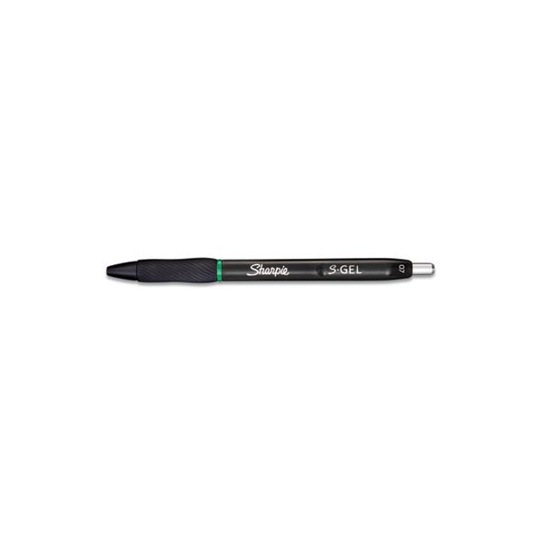 Sharpie® s-gel S-Gel High-Performance Gel Pen, Retractable, Medium 0.7 mm, Green Ink, Black Barrel, Dozen 