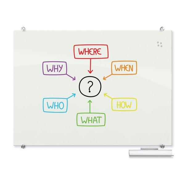Visionary Magnetic Glass Dry Erase Board – Gloss White 36" x 24"