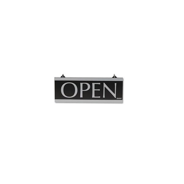 HeadLine Century Series Open /Closed Sign - 1 Each - Open/Closed Print/Message - 13" Width x 5" Height - Rectangular Shape - Silver Print/Message Color - Both Sides Display - Black