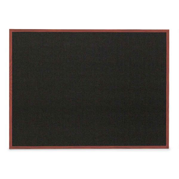 48" x 36" Wood Open Faced Corkboard With Black Fabric Backing Board & Cherry Wood Stain Frame