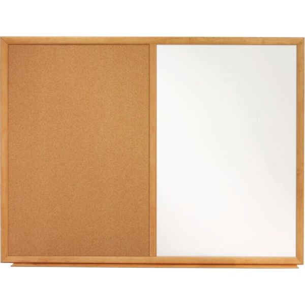 Quartet Standard Combination Whiteboard/Cork Bulletin Board 36" x 24" Oak Finish Frame