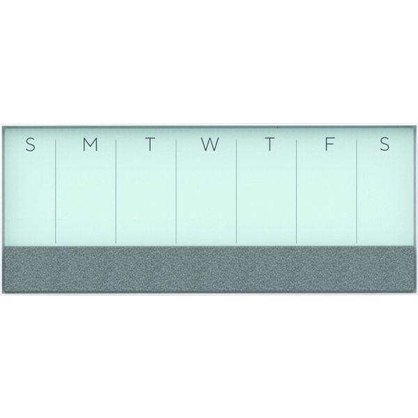 U Brands Magnetic Weekly Calendar Glass Dry Erase Board 35" x 14.25"