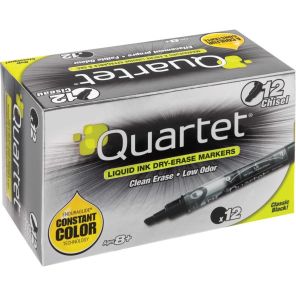Quartet EnduraGlide Dry-Erase Markers, Chisel Tip, Black, 12 Pack