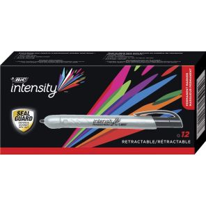 BIC Mark-it Retractable Permanent Markers - Fine Marker Point - Retractable - Black - 12 / Dozen