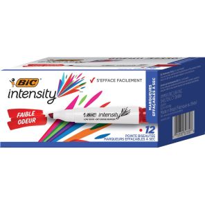 BIC Intensity XL Bullet Low Odor Dry-Erase Markers - Bullet Marker Point Style - Red - 1 / Dozen