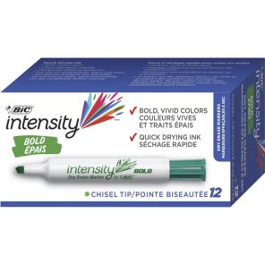 BIC Intensity XL Bullet Low Odor Dry-Erase Markers - Bullet Marker Point Style - Green - 12 / Dozen