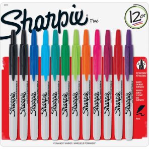Sharpie Retractable Fine Point Permanent Marker - Fine Marker Point - Retractable - Aqua, Berry, Black, Blue, Green, Lime, Navy, Orange, Plum, Purple, Red, ... - 12 / Set