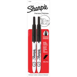 Sharpie Retractable Ultra Fine Point Permanent Marker - Ultra Fine Marker Point - Retractable - Black - 2 / Pack