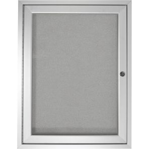Ghent 1 Door Enclosed Vinyl Bulletin Board with Satin Frame 