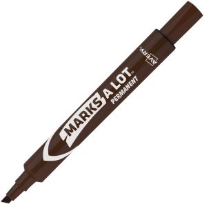 Avery&reg; Marks-A-Lot Desk-Style Permanent Markers - Large - 4.7625 mm Marker Point Size - Chisel Marker Point Style - Brown - Brown Plastic Barrel - 12 / Dozen