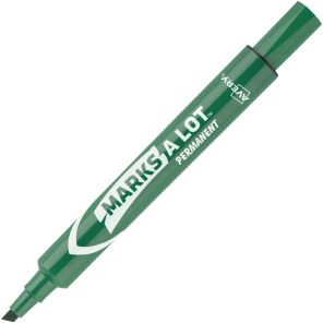 Avery&reg; Large Desk-Style Permanent Markers - 4.7625 mm Marker Point Size - Chisel Marker Point Style - Green - Green Plastic Barrel - 12 / Dozen