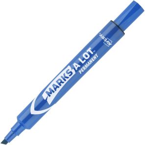 Avery&reg; Large Desk-Style Permanent Markers - 4.7625 mm Marker Point Size - Chisel Marker Point Style - Blue - Blue Plastic Barrel - 12 / Dozen