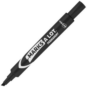 Avery&reg; Marks A Lot Permanent Markers - Large Desk-Style Size - 4.7625 mm Marker Point Size - Chisel Marker Point Style - Black - Black Barrel - 12 / Dozen