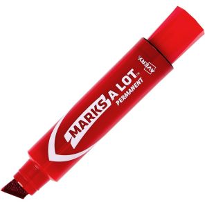 Avery&reg; Jumbo Permanent Markers - Chisel Marker Point Style - Red - Red Barrel - 12 / Dozen