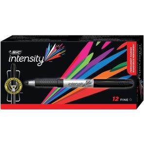 BIC Mark-it Fine Point Permanent Markers - Fine Marker Point - Black - Silver Barrel - 12 / Dozen