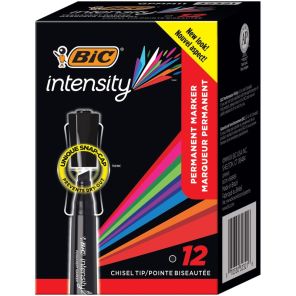 BIC Marking Chisel Tip Markers - Chisel Marker Point Style - Black - 12 / Dozen