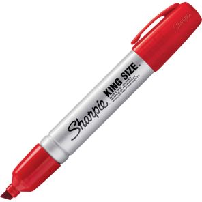 Sharpie King Size Permanent Marker - Chisel Marker Point Style - Red - Silver Plastic Barrel - 12 / Dozen