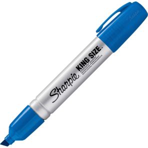 Sharpie King-Size Permanent Markers - Chisel Marker Point Style - Blue - Silver Plastic Barrel - 12 / Dozen