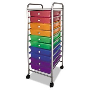 Advantus Portable Drawer Organizer, 13w x 15.38d x 37.75h, Assorted/Matte Gray 