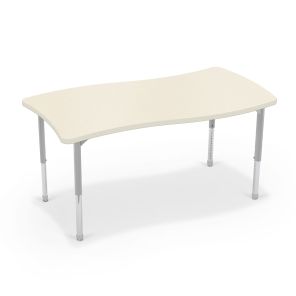 Hierarchy Creator Rectangle Table – Platinum Legs (Neutral Weft + Matching Edge)