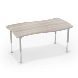 Hierarchy Creator Rectangle Table – Platinum Legs (Grey Elm + Matching Edge)