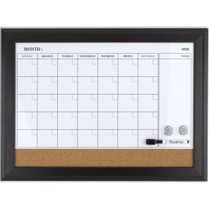 Quartet® Home Decor Magnetic Combo Dry Erase with Cork Board on Bottom, 23 x 17, Espresso Wood Frame 