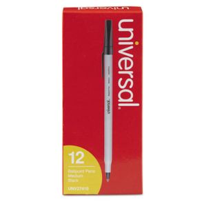 Universal Ballpoint Pen, Stick, Medium 1 mm, Black Ink, Gray Barrel, Dozen