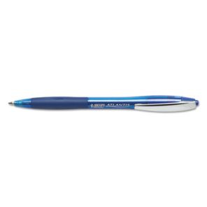BIC® Atlantis Original Ballpoint Pen, Retractable, Medium 1 mm, Blue Ink, Blue Barrel, Dozen 