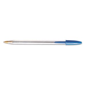Bic® Cristal Xtra Smooth Ballpoint Pen, Stick, Medium 1 mm, Blue Ink, Clear Barrel, Dozen