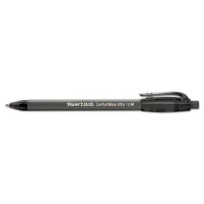 Paper mate® ComfortMate Ultra Ballpoint Pen, Retractable, Medium 1 mm, Black Ink, Black Barrel, Dozen 