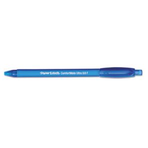 Paper mate® ComfortMate Ultra Ballpoint Pen, Retractable, Fine 0.8 mm, Blue Ink, Blue Barrel, Dozen 