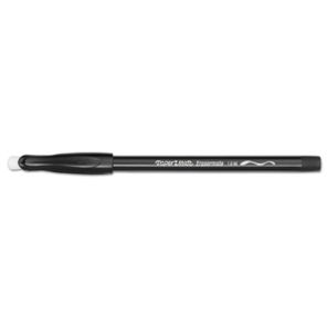 Paper mate® Eraser Mate Ballpoint Pen, Stick, Medium 1 mm, Black Ink, Black Barrel, Dozen