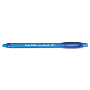 Paper mate® ComfortMate Ultra Ballpoint Pen, Retractable, Medium 1 mm, Blue Ink, Blue Barrel, Dozen 