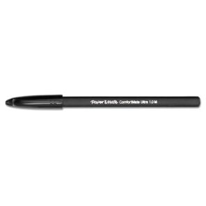 Paper mate® ComfortMate Ultra Ballpoint Pen, Stick, Medium 1 mm, Black Ink, Black Barrel, Dozen 
