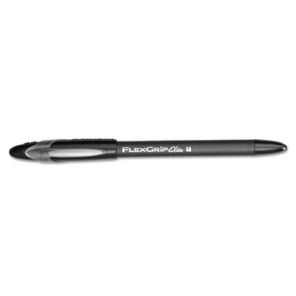 Paper mate® FlexGrip Elite Ballpoint Pen, Stick, Medium 1 mm, Black Ink, Black Barrel, Dozen 