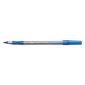 Bic® Round Stic Grip Xtra Comfort Ballpoint Pen Value Pack, Easy-Glide, Stick, Medium 1.2 mm, Blue Ink, Gray/Blue Barrel, 36/Pack