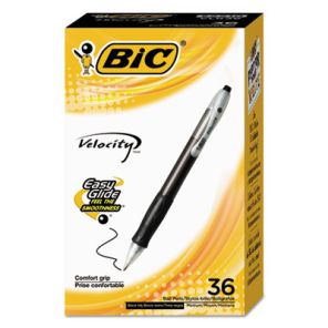Bic® Velocity Ballpoint Pen Value Pack, Retractable, Medium 1 mm, Black Ink, Black Barrel, 36/Pack