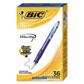 Bic® Velocity Ballpoint Pen Value Pack, Retractable, Medium 1 mm, Blue Ink, Blue Barrel, 36/Pack