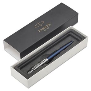 Parker® Jotter Ballpoint Pen, Retractable, Medium 1 mm, Blue Ink, Royal Blue/Chrome Barrel 
