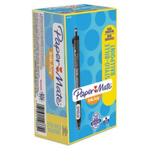 Paper mate® InkJoy 300 RT Ballpoint Pen, Refillable, Retractable, Medium 1 mm, Black Ink, Smoke Barrel, 36/Box 